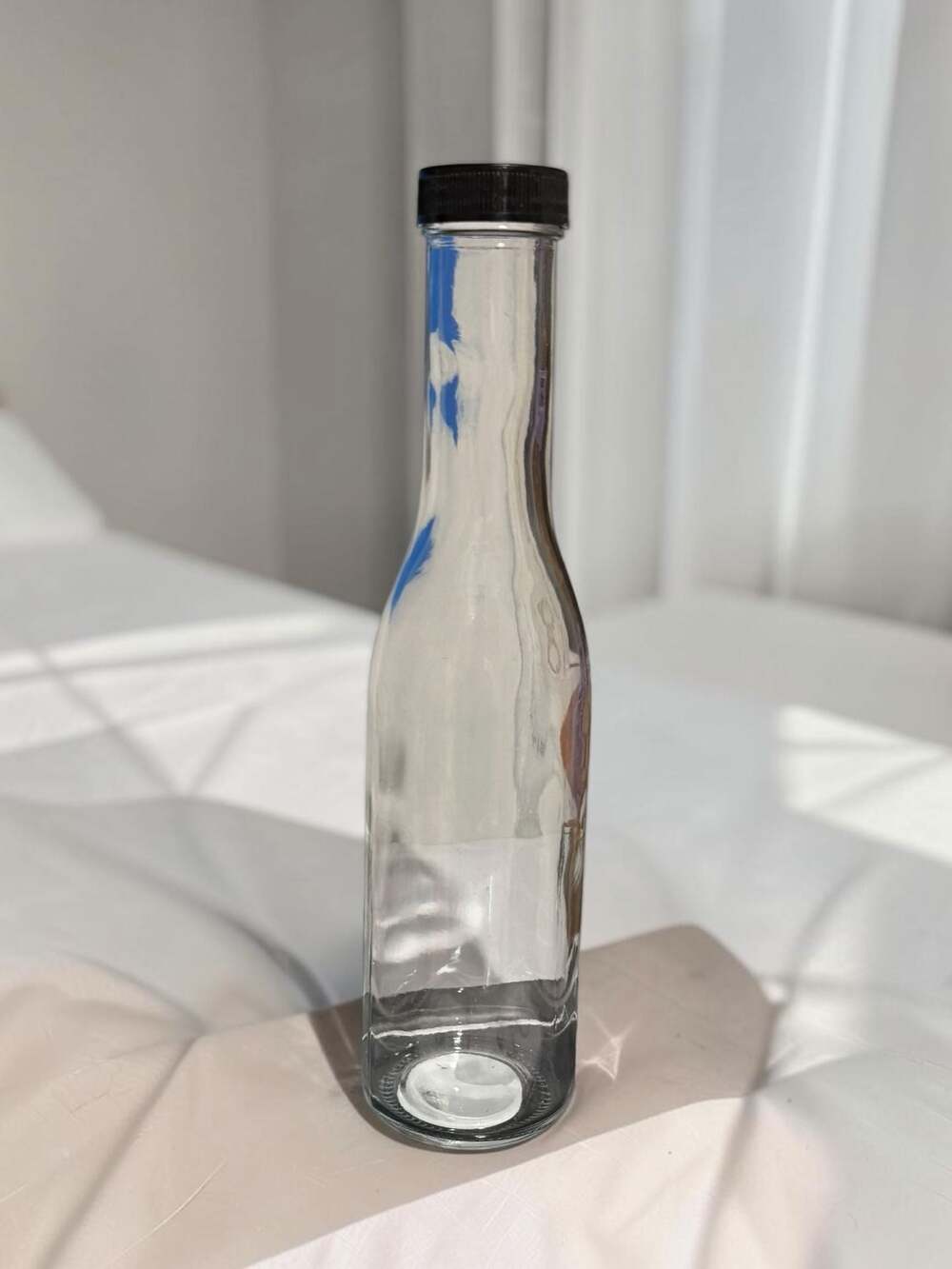 Bullseye's Playground Glass Syrup Bottle Clear with Black Lid 14.5 oz